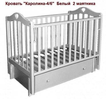 -Акция 18000руб. Кровать  "Каролина-4/6" Бел.  2 м-ка закр./ящик   1