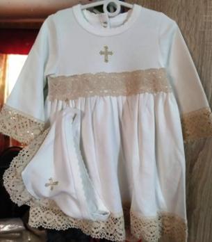 -Рубаха 1003д  р.74 бежев. дев. крестил.интерл.  Россия   2   1140